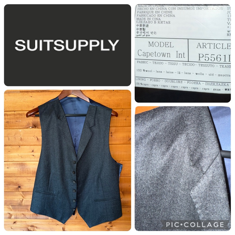 Suitsupply 100% Wool Capetown Charcoal Men's Vest 44R